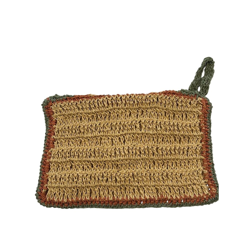 Handmade Boho Woven Clutch Bag Straw Knit Wristlet Beach Purse - Picture 7 of 9